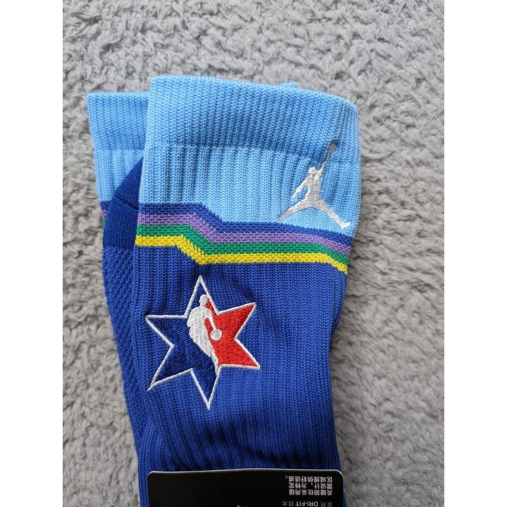 Air Jordan Legacy Dri-Fit Crew Socks Mens Large 9-11 Blue NBA All-Star Stripes - Picture 4 of 5